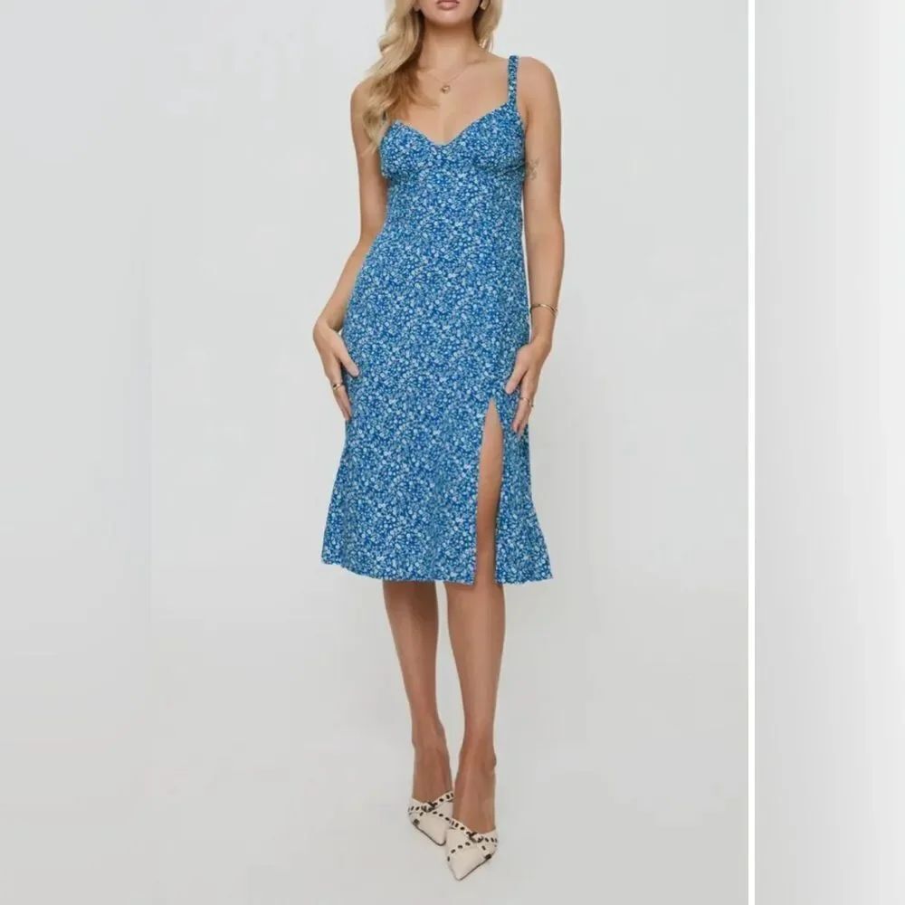 Princess Polly Womens Blue Georgia Print Open Back Midi Dress Size 10 NWT